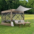 thumbnail image 1 of HOTEEL 12'x12' Pop Up Gazebo Screen Tent, Waterproof, UV Resistant, Camping Gazebo with Mosquito Nettings, Carrying Bag,Khaki, 1 of 12