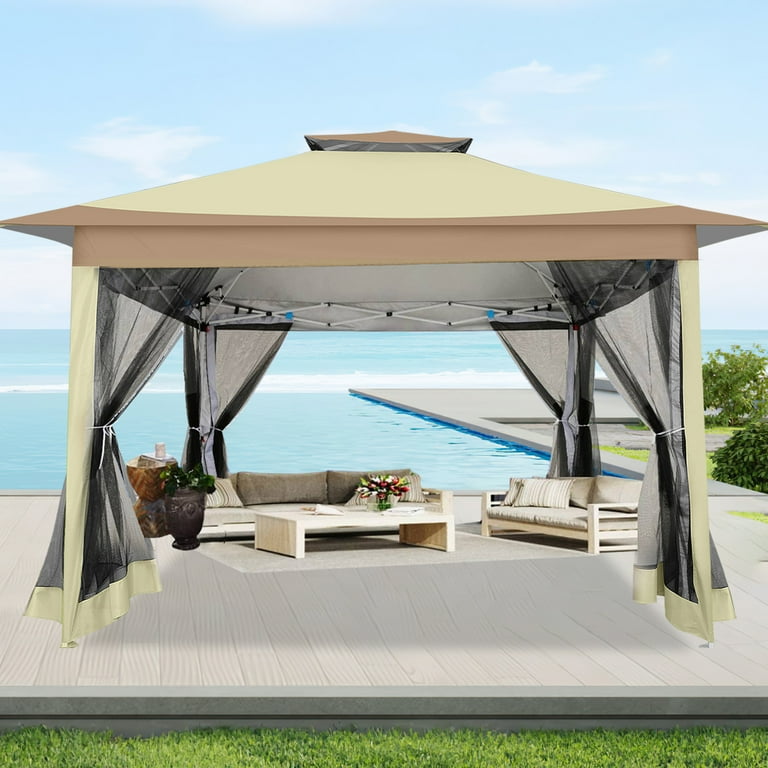 Honette Wide Stole （Natural） HOTEEL 12'x12' Pop Up Gazebo Patio Outdoor Canopy Tent with