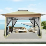 HOTEEL 12'x12' Pop Up Gazebo Patio Outdoor Canopy Tent with 8 Mosquito Nettings, Adjustable Height and 144 Square ft of Shade for Garden, Party, Backyard with Vented Top