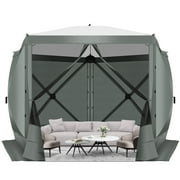 HOTEEL 10x10 Pop-up Gazebo EZ Set-up Camping Canopy Tent with 5 Mosquito Nettings, Sidewalls, Wind Panels for Shade and Rain for Lawn, Garden, Backyard & Deck, Gray