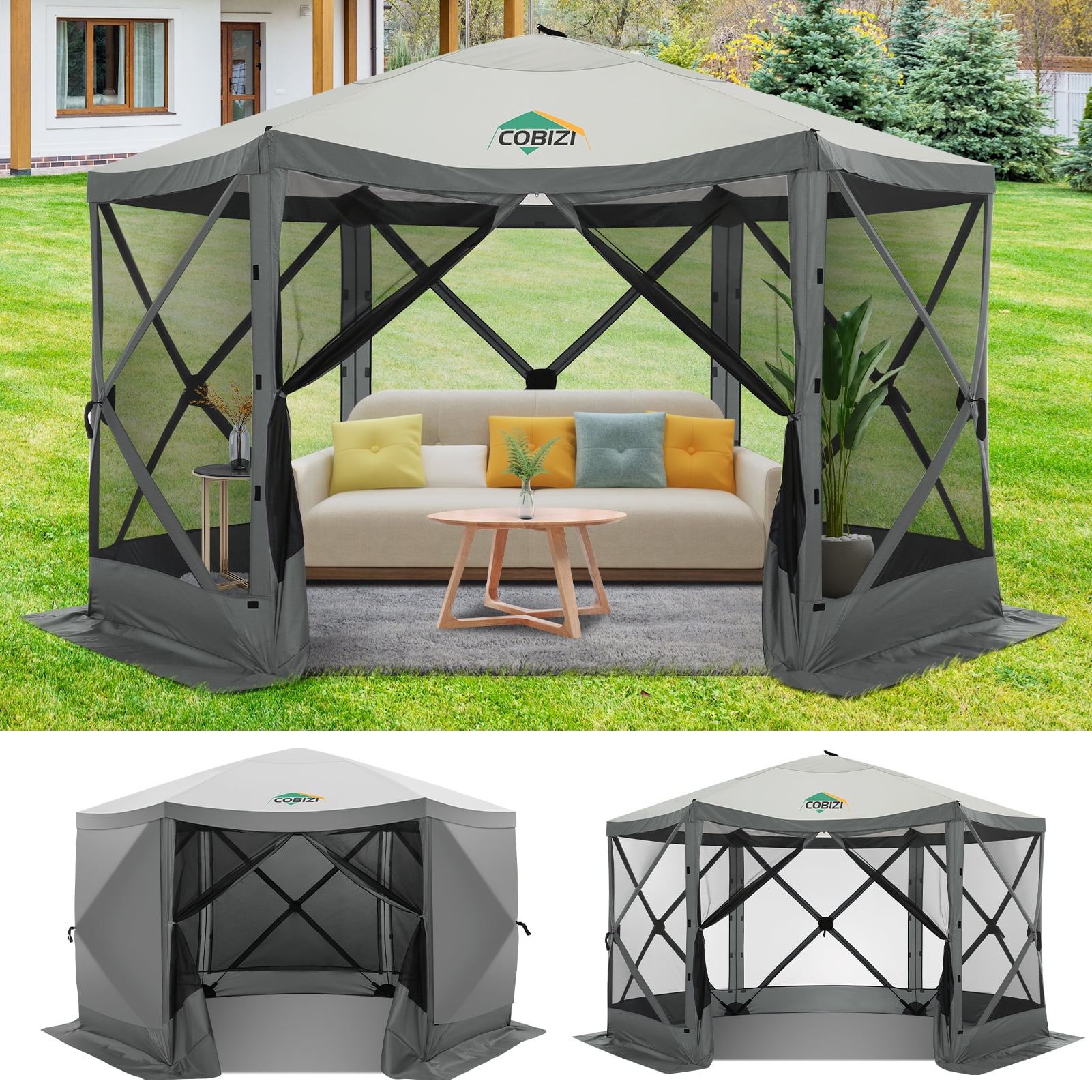 HOTEEL 12x12ft Pop Up Canopy Gazebo, Outdoor Canopy Tent Screen House with 6 sidewalls and