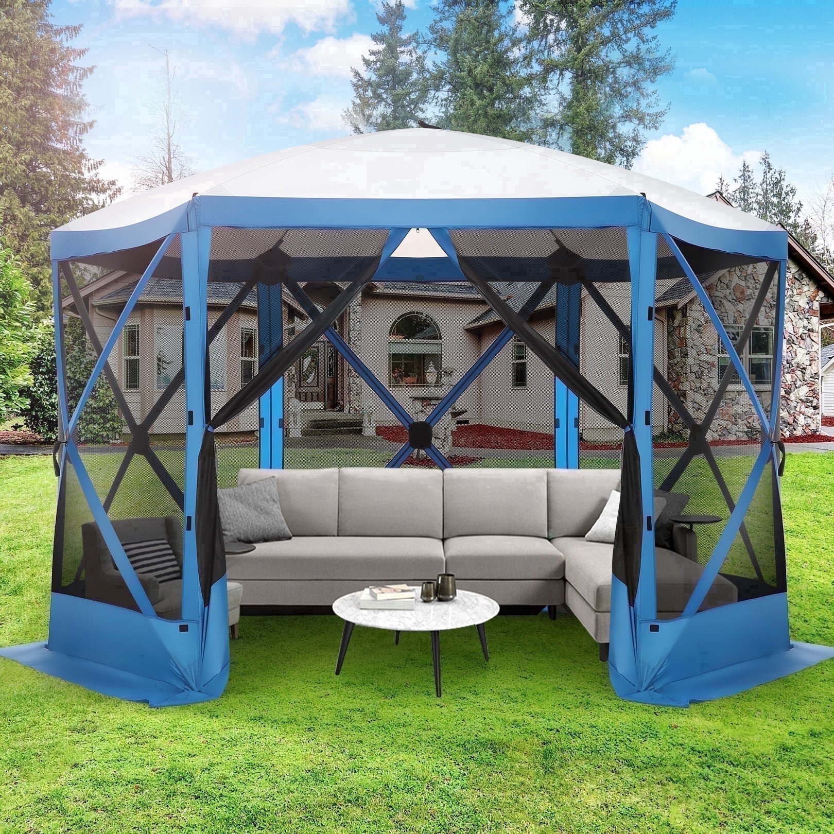 HOTEEL 12x12ft Pop-up Gazebo EZ Set-up Camping Canopy Tent with 6