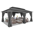 thumbnail image 1 of HOTEEL 12x20 Heavy Duty Gazebos for Patios, Outdoor Gazebo Backyard Gazebo Patio with Curtains and Double Roof for Party, Wedding, BBQ and Event, Black, 1 of 8