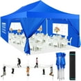 thumbnail image 1 of SANOPY 13x26 Heavy Duty Canopy with 6 Sidewalls, 2 Height Adjustable Commercial Tent,Pop up Party Wedding Tent,Outdoor Gazebo with Wheeled Bag,Blue, 1 of 9