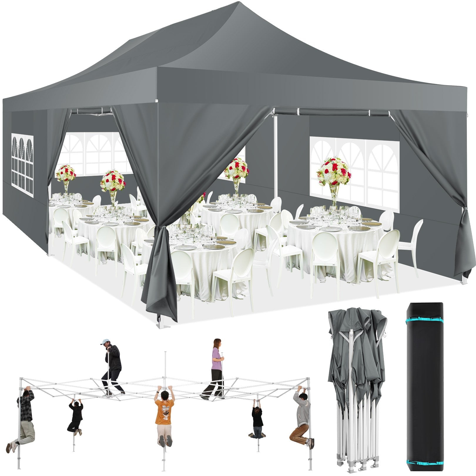 NW × otherside design SILDE-SIDETOP 25 HOTEEL 13x26 Heavy Duty Canopy with 6 Sidewalls, 2 Height