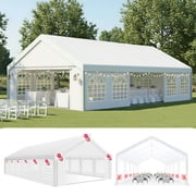 COBIZI 20x40 Party Tent Heavy Duty, Large Outdoor Wedding Tents for Parties with 12 Sidewalls & Built-in Sandbags, Commercial Wedding Large Tent, UV 50+, Waterproof, White