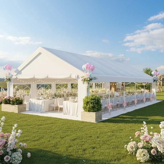 HOTEEL 20x40ft Heavy Duty Canopy Tent, Easy Up Commercial Outdoor Canopy Wedding Party Tent, Waterproof Outdoor Canopy Tents for Large Events, Wedding, Parties, White