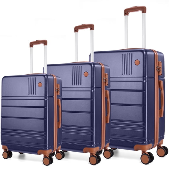 HOTEEL 3 Piece Hardside Luggage Set, TSA Lock, Lightweight Travel Cases with 360°Spinner Wheels, Blue