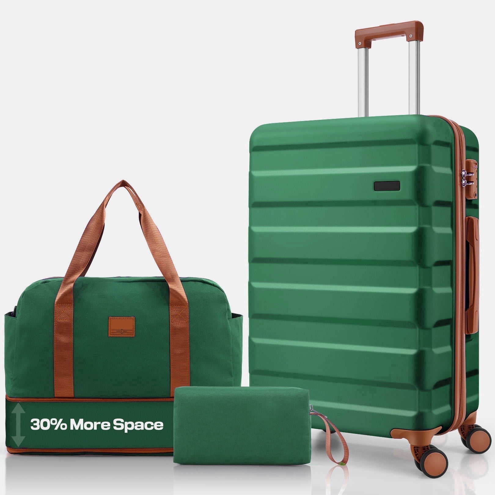 HOTEEL 3 Piece Hardside Luggage Set, TSA Lock, Lightweight Travel Cases with 360°Spinner Wheels,Green