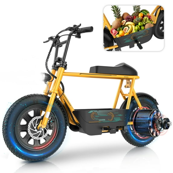 SANOPY 350W Electric Scooter for Adults, 20 MPH, 30-Mile Range, 16" All-Terrain Tires, Motorcycle Style with Seat & Basket