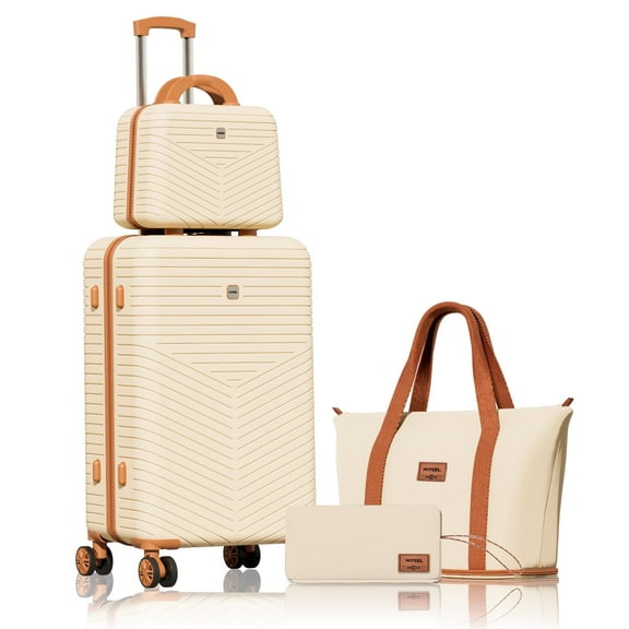 HOTEEL 4 Piece Carry On Luggage Sets,Lightweight Travel Suitcase Set with TSA Lock & Spinner Wheels(13/20in, light Pink)