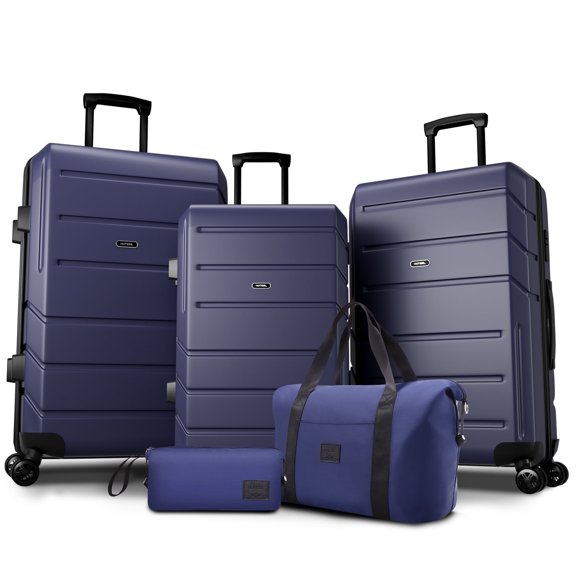 HOTEEL 5 Piece Hardside Luggage Set, TSA Lock, Lightweight Travel Cases with 360°Spinner Wheels ,Blue