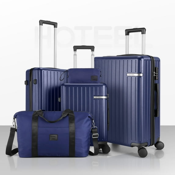 HOTEEL 5 Piece Hardside Luggage Set, TSA Lock, Lightweight Travel Cases with 360°Spinner Wheels ,Dark blue