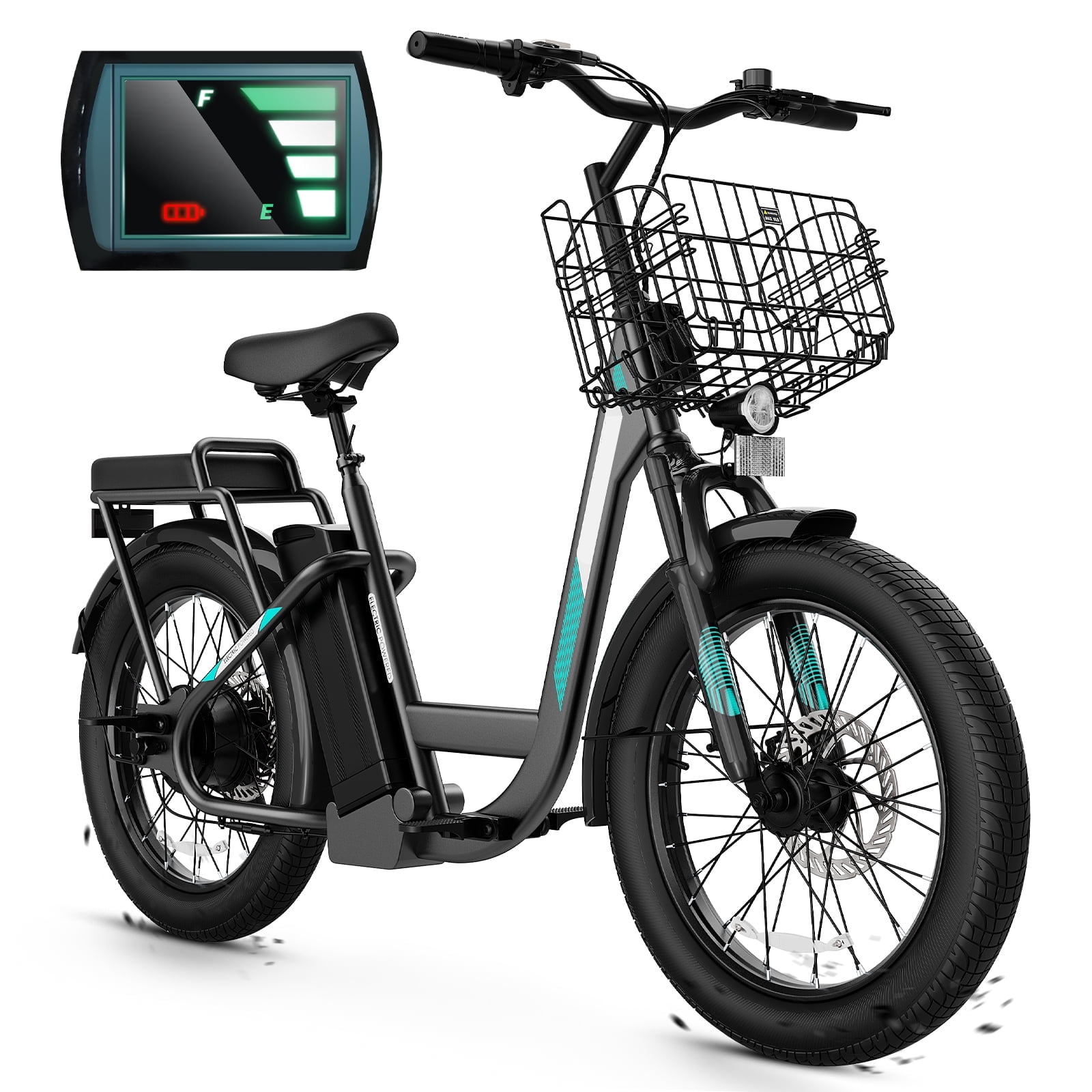 SANOPY Peak 819W Electric Bike for Adults,20 MPH,20 Mile Range,375Wh Battery,Adults Ebike for Commuting,Adult Electric Scooter with Adjustable Seat&Basket,UL2272 Certified