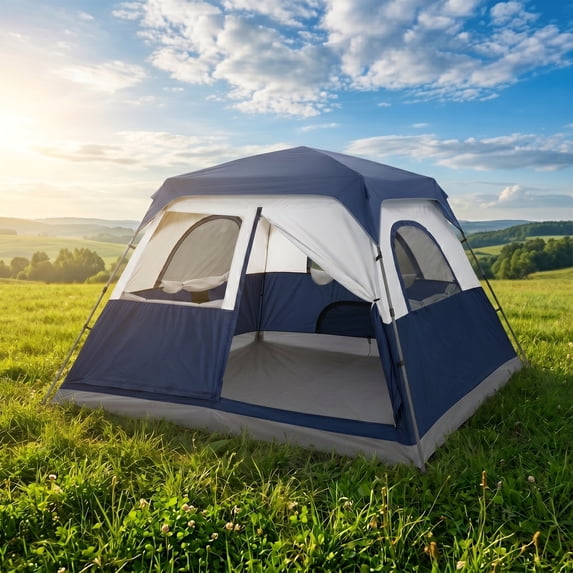 HOTEEL 6-8 Person Camping Tent, Easy Setup Waterproof Windproof Backpacking Tent with Removable Rainfly, Lightweight Portable Outdoor Family Tents for Camping, Travel, Fishing, Hiking, Dark Blue