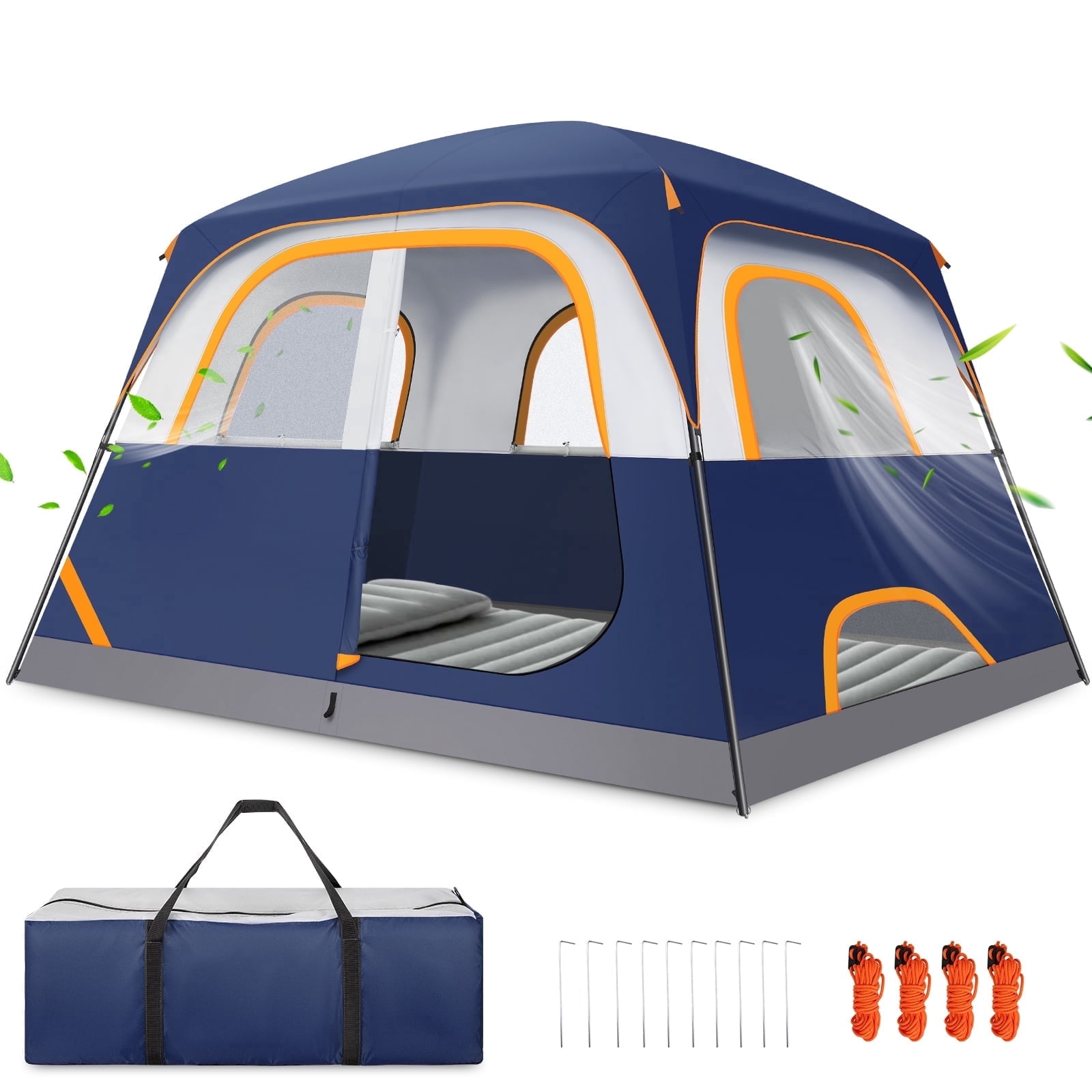 HOTEEL 6 Person Blackout Camping Tent, Instant Family Tents, Easy Setup Tents for Camping with Rainfly Water-Resistant, Dark Blue
