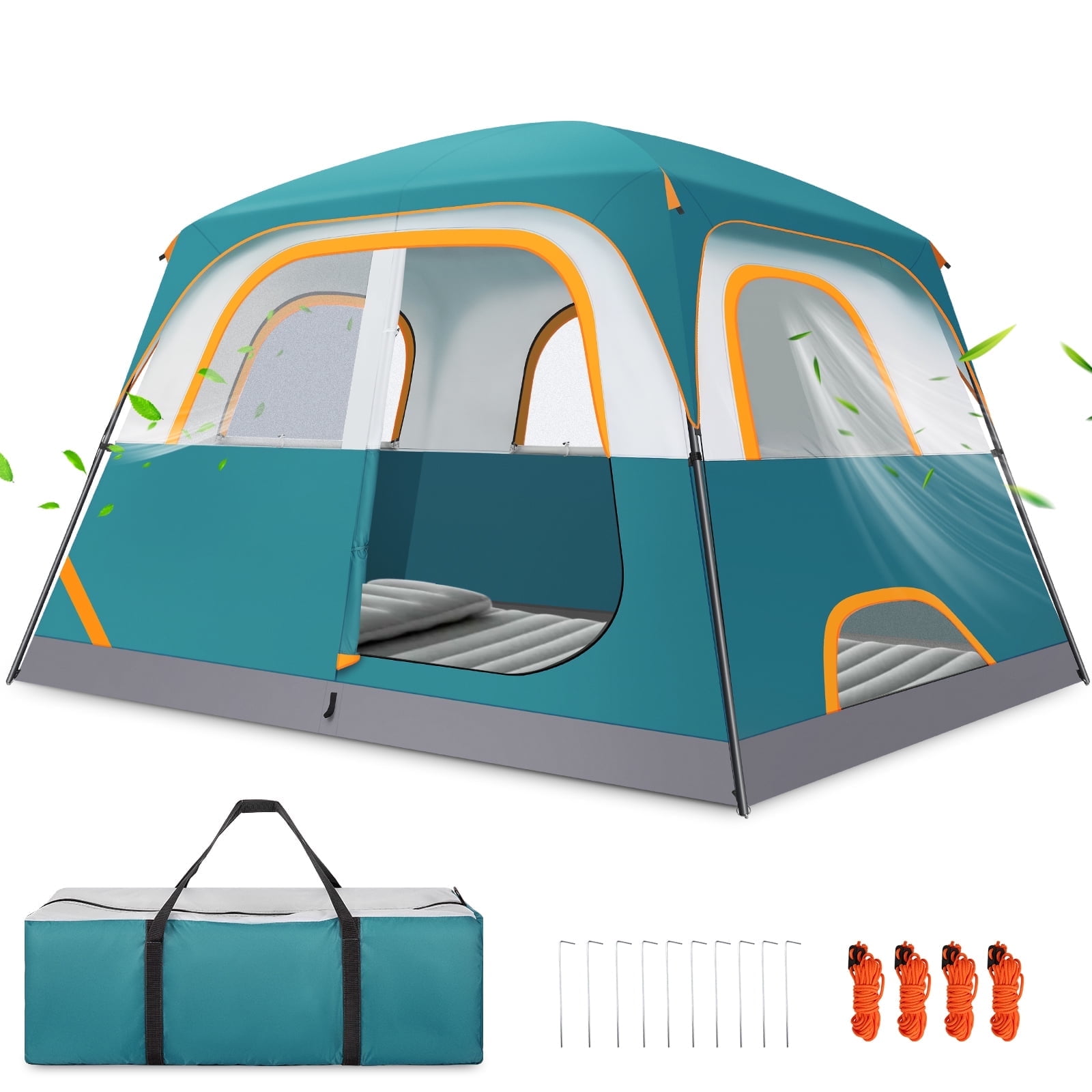 HOTEEL 6 Person Tent for Camping, Easy Setup Camping Tent with Rainfly & Screen Windows for Camping/Traveling/Family Gathering/Hiking/Beach, Dark Green