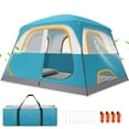 thumbnail image 1 of HOTEEL 6 Person Tent for Camping, Easy Setup Camping Tent with Rainfly & Screen Windows for Camping/Traveling/Family Gathering/Hiking/Beach, Blue, 1 of 9