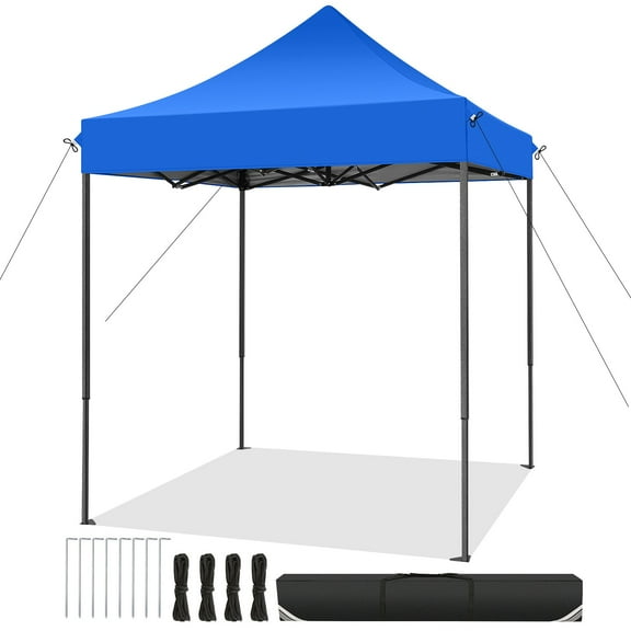 HOTEEL 6x6 Ft Heavy Duty Canopy Tent,Pop up Commercial Tent, Outdoor Party Camping Tent,with Carry Bag,Blue