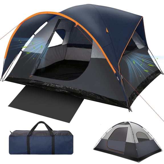 HOTEEL 6-8-10 Person Camping Tents with Rainfly, Tent for Camping with Pockets, Waterproof Camp Tent with Mesh Windows, Family Camping Tent For Traveling Hiking, Dark Blue