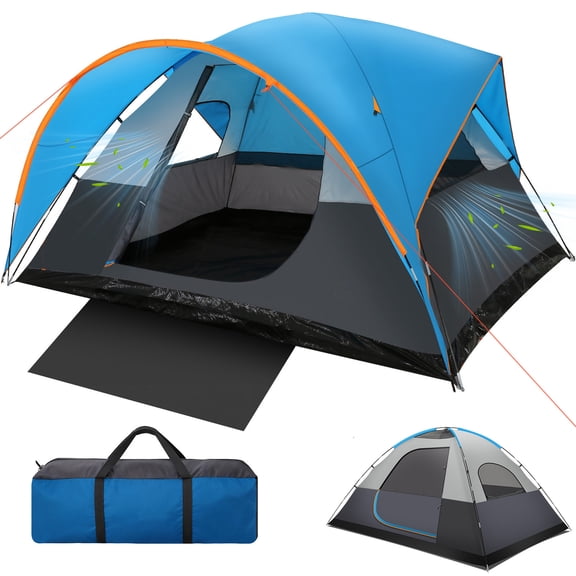 HOTEEL 8 Person Tent for Camping, Easy Setup Camping Tent with Rainfly & Screen Windows for Camping/Traveling/Family Gathering/Hiking/Beach, Blue