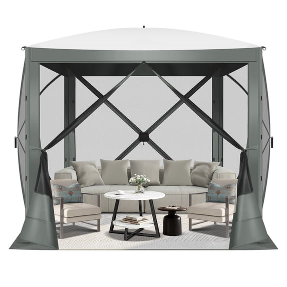 HOTEEL 6x6 ft Pop Up Gazebo Screen House Tent for Camping with and Mosquito Netting, Waterproof, UV Resistant, Portable Carry Bag, for Outdoor Camping, Lawn and Backyard, Gray
