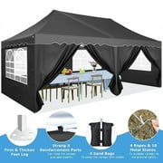 HOTEEL Canopy 10'x20' Pop Up Canopy Tent Heavy Duty Waterproof Adjustable Commercial Instant Canopy Outdoor Party Canopy Parties,Wedding,Outside Patio,Event,Portable Car Canopy,Black