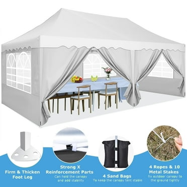HOTEEL Canopy 10'x20' Pop Up Canopy Tent Heavy Duty Waterproof Adjustable Commercial Instant Canopy Outdoor Party Canopy Parties,Wedding,Outside Patio,Event,Backyard,White