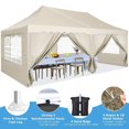 thumbnail image 1 of HOTEEL Canopy 10'x20' Pop up Canopy Tent Heavy Duty Waterproof Adjustable Commercial Instant Canopy Outdoor Party Canopy Parties,Wedding,Outside Patio,Event,Portable Car Canopy,Khaki, 1 of 13