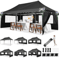 thumbnail image 1 of HOTEEL Canopy 10'x20' Pop Up Canopy Tent Heavy Duty Waterproof Adjustable Commercial Instant Canopy Outdoor Party Canopy Parties,Wedding,Outside Patio,Event,Portable Car Canopy,Black, 1 of 10