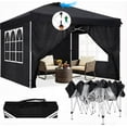 thumbnail image 1 of HOTEEL Canopy 10x10 Waterproof Pop up Canopy Tent with 4 Sidewalls Outdoor Event Shelter Tent for Parties Sun Shade Party Commercial Canopy with Air Vent & One Push Central Button, Black, 1 of 9