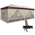 thumbnail image 1 of HOTEEL Canopy 10x20 Pop up Canopy Tent with 4 Sidewalls, Outdoor Pop up Gazebo for Parties Sun Shade Party Commercial Canopy with Air Vent & One Push Central Button, Brown, 1 of 7
