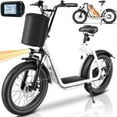 thumbnail image 1 of SANOPY Electric Scooter for Adults, Foldable Scooter with Seat & Carry Basket, Peak 819W Motor - 20MPH 300lbs Max Load E Mopeds for Adults, White, 1 of 9