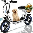 thumbnail image 1 of SANOPY Electric Scooter with 14" Tires Electric Bike, 500W Peak Motor up to 20 MPH and 15 Miles Range, White, 1 of 7