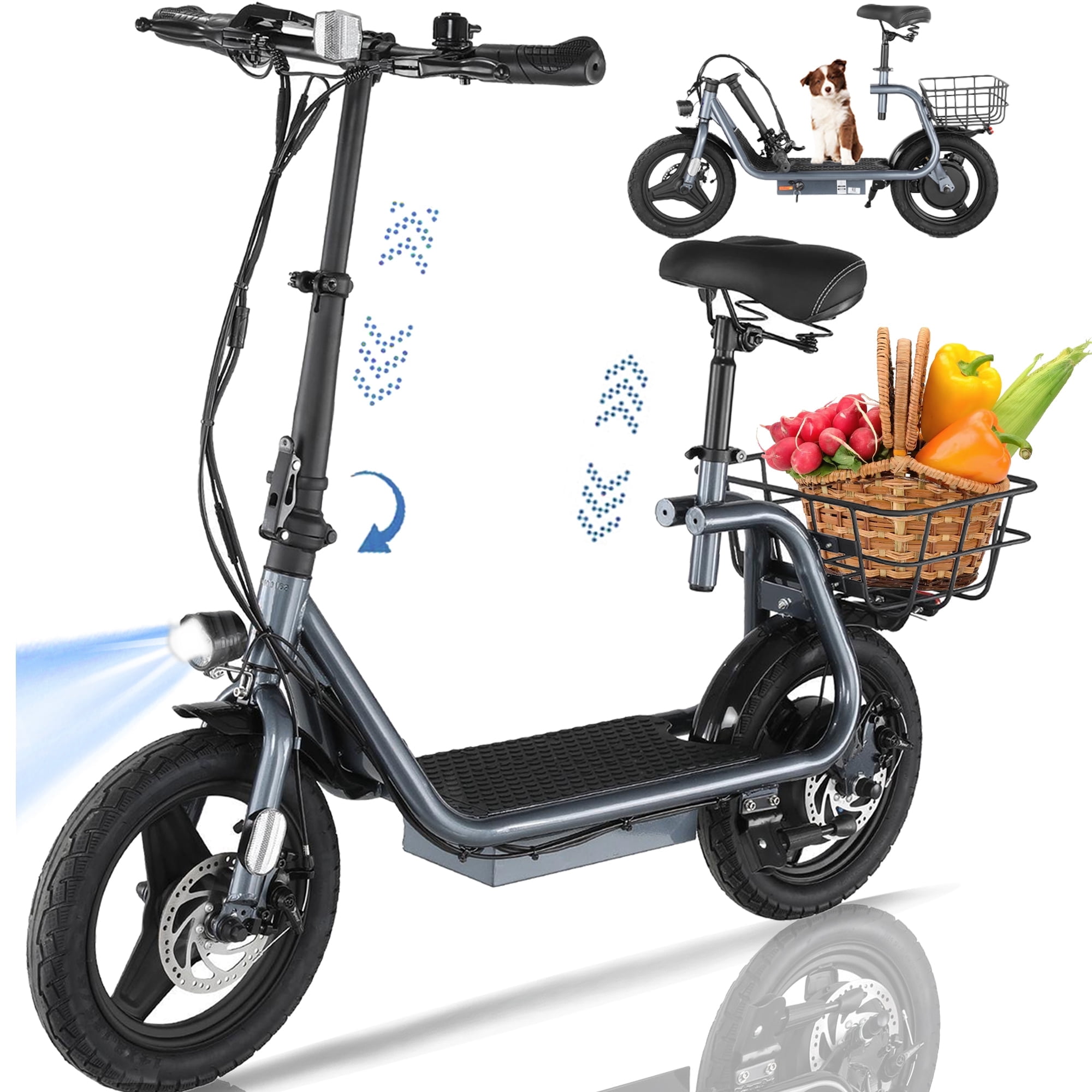SANOPY Electric Scooter with Seat, 1200W Peak 30 Miles Range 20Mph