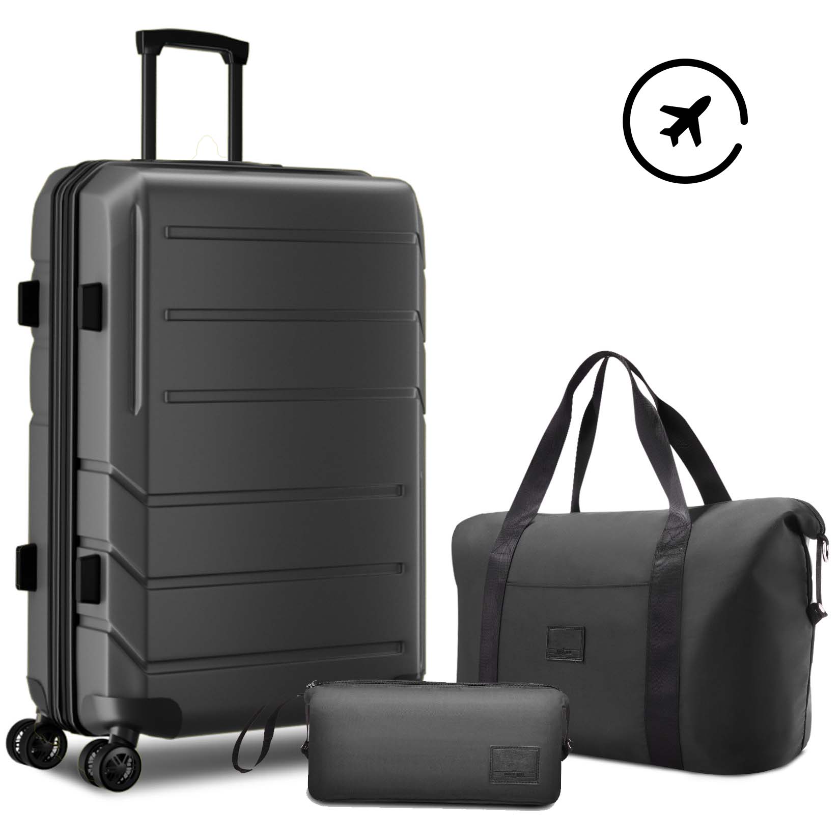 HOTEEL 3 Piece Carry on Luggage Set,Expandable ABS+PC Lightweight Hard ...