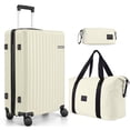 thumbnail image 1 of HOTEEL 3 Piece Carry on Luggage Set,Expandable ABS+PC Lightweight Hard Shell Suitcases with Spinner Wheels&TSA Lock,Portable Travel Bag and Toiletry Bag,Beige, 1 of 10