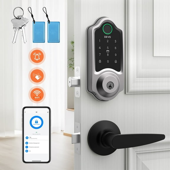 HOTEEL G8 Smart Lock,Front Door Smart Lock Electronic Deadbolt with App Control, Fingerprint Keyless Entry Door Lock with Doorbell,Easy Install No Hub, IP54 Waterproof, Auto-Lock