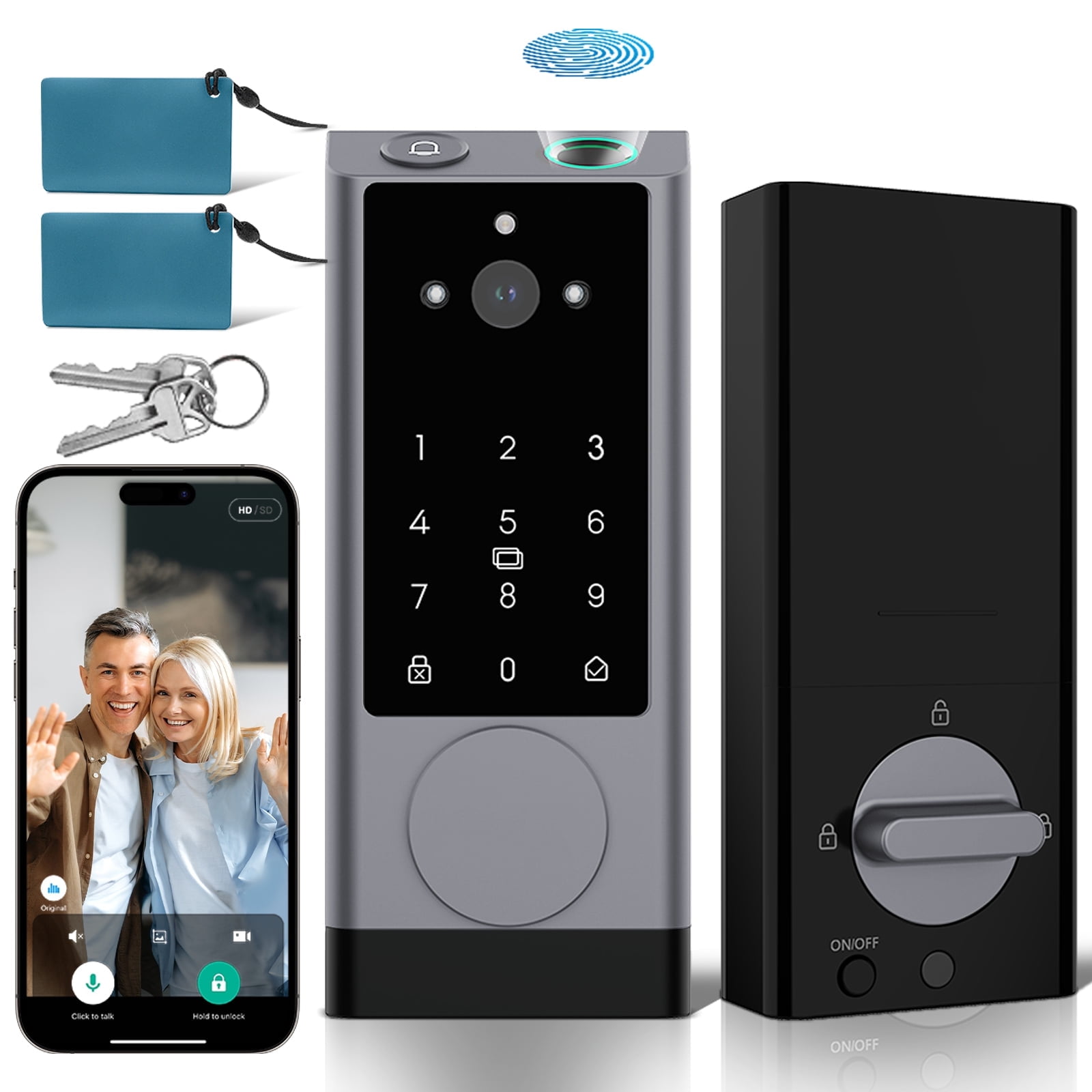 HOTEEL G1 Smart Lock with Camera, Keyless Entry Door Lock with Doorbell ...