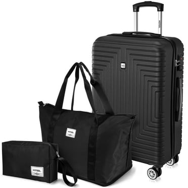 HOTEEL Luggage 3 Piece Set, Suitcase Set with Spinner Wheels & TSA Lock, 20 in Hardside Lightweight Luggage Set with duffel bag & toiletry bag, Black