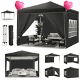 thumbnail image 1 of HOTEEL Pop up Canopy Tent 10x10 Commercial Instant Canopy with 4 Sidewalls & Carry Bag,Portable Tent for Parties Beach Camping Party Event Shelter Sun Shade,Black, 1 of 9