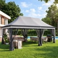 thumbnail image 1 of HOTEEL 10x20 Pop Up Gazebo with Netting, 241 sq ft Extra Large Shade Area Canopy Tent with with 3-Level Adjustable Height, Portable Party Tent for Backyard, Patio, Event, Light Grey, 1 of 9