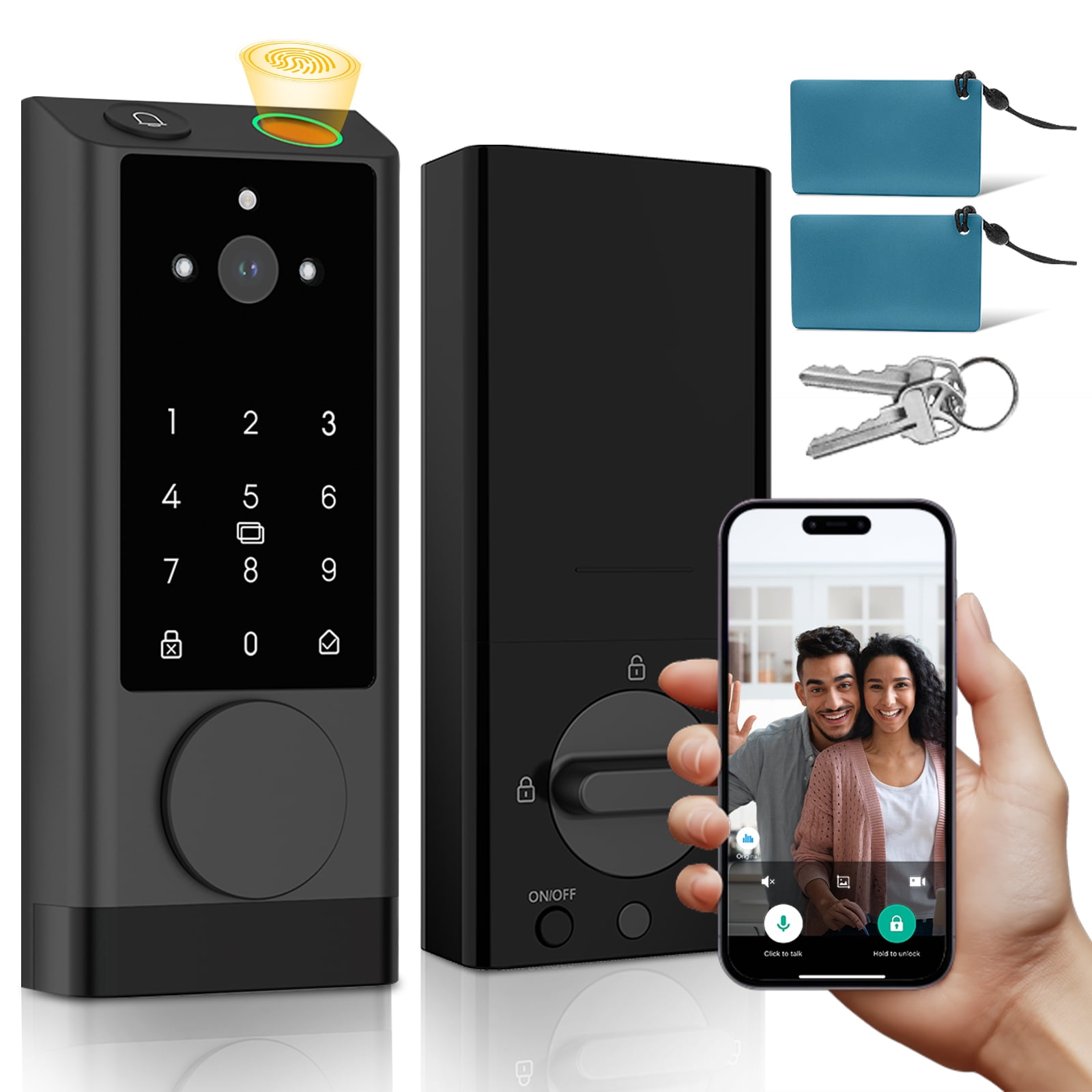 Serratura Smart ARPHA Con Impronta Digitale, Tastiera E App, Antiblindo ANSI Grado 2, Nera