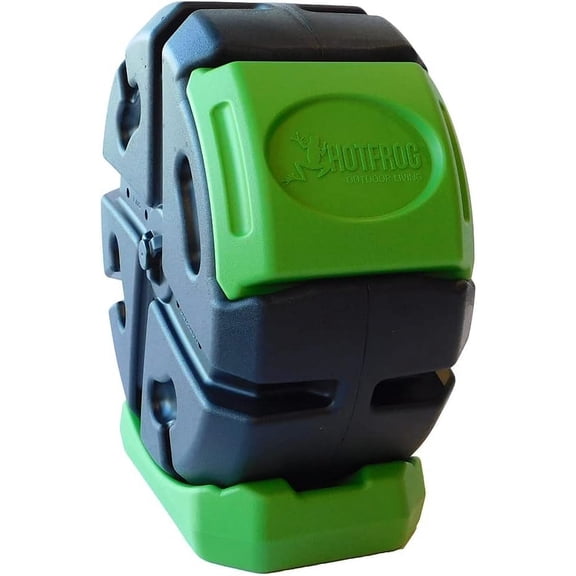 HOTFROG Half Size Rolling Single Chamber Batch Tumbling Composter - Outdoor Rotating Garden Compost Bin (HF-RC2000WB-GRN) Black & Green (19-Gallon)