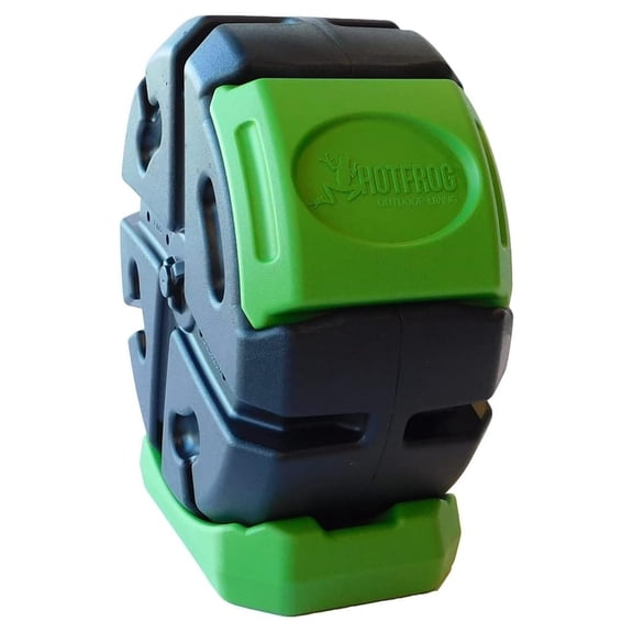 HOTFROG Half Size Rolling Single Chamber Batch Tumbling Composter - Outdoor Rotating Garden Compost Bin (HF-RC2000WB-GRN) Black & Green (19-Gallon)