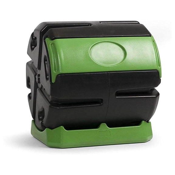HOTFROG Rolling Single Chamber Batch Tumbling Composter - Outdoor Rotating Garden Compost Bin (HF-RC4000WB) Black & Green (37-Gallon) Black, Green
