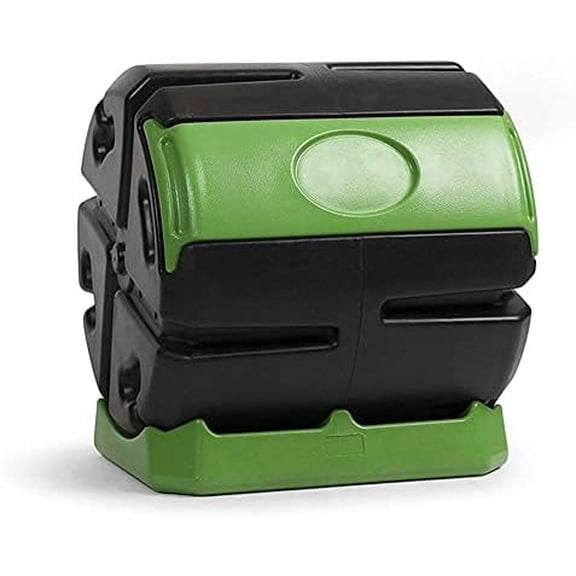 HOTFROG Rolling Single Chamber Batch Tumbling Composter - Outdoor Rotating Garden Compost Bin (HF-RC4000WB) Black & Green (37-Gallon)$$Garden & Patio