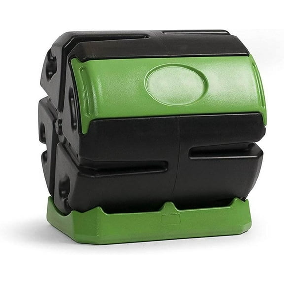 HOTFROG Rolling Single Chamber Batch Tumbling Composter - Outdoor Rotating Garden Compost Bin (HF-RC4000WB) Black & Green (37-Gallon)