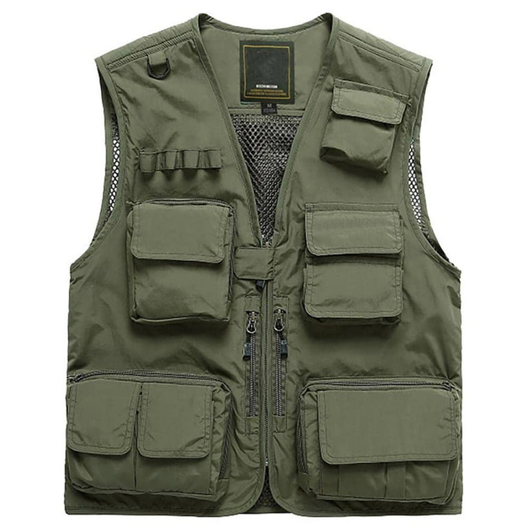Generic Men Army Green Fishing Vest Khaki Multi Pocket Mes @ Best