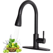 HOTIS Matte Black Kitchen Faucet, with Pull Down Sprayer, High Arc Design